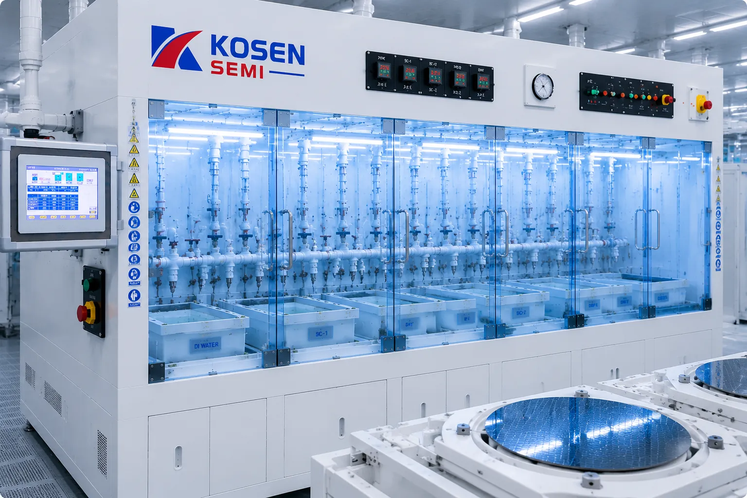 KOSEN SEMI wet processing platform for SiC wafer cleaning and GaN surface preparation
