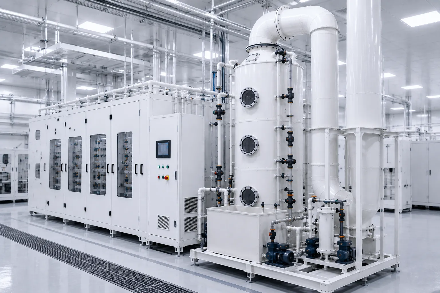 KOSEN SEMI high-efficiency acid gas scrubber system engineered for semiconductor sub-fab exhaust abatement
