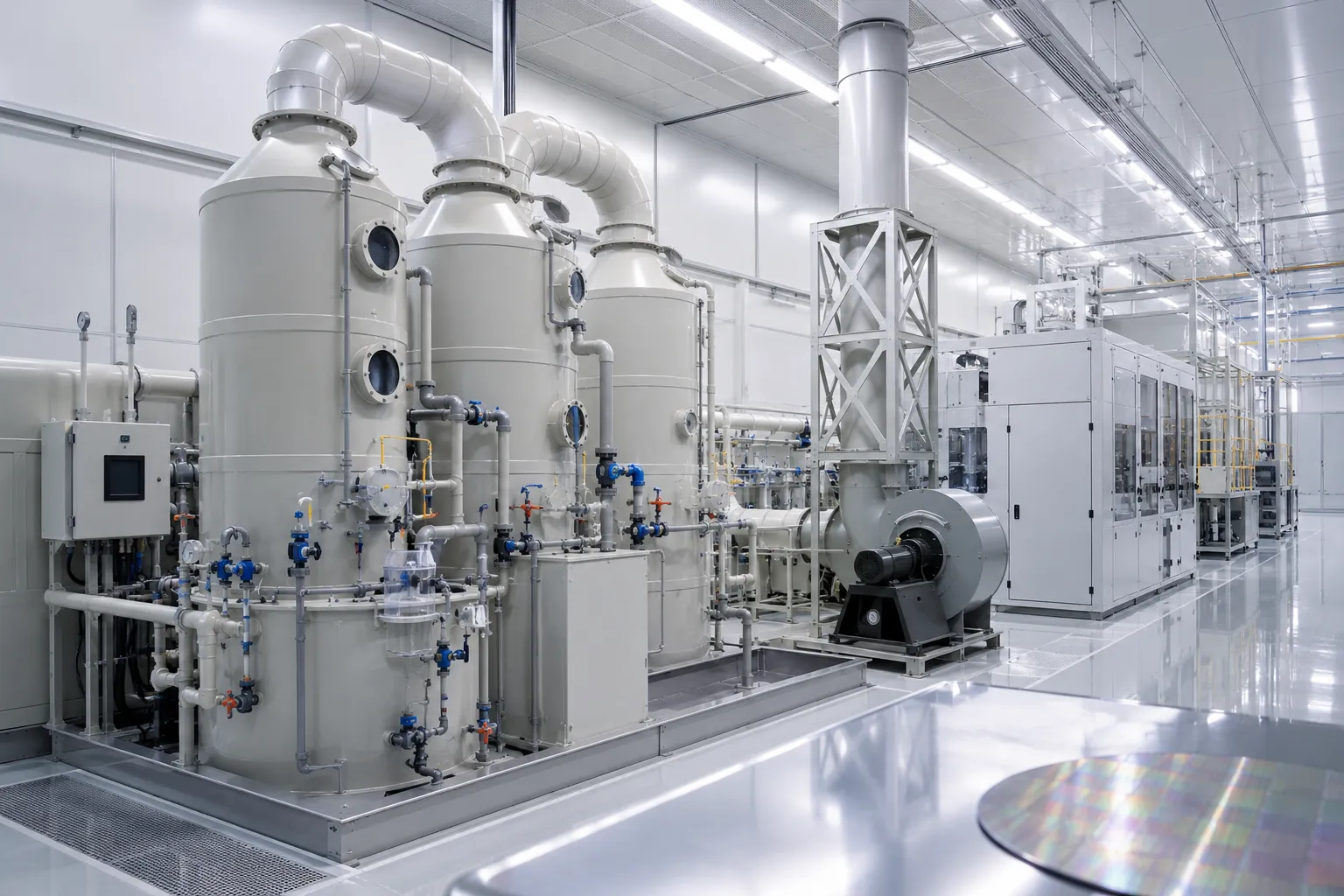 Semiconductor Grade Chemical Exhaust Scrubber Unit 3D Render