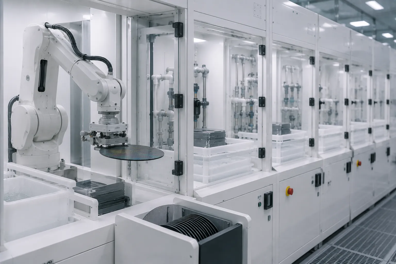 Robotic Wafer Transfer System operating in automated wet bench