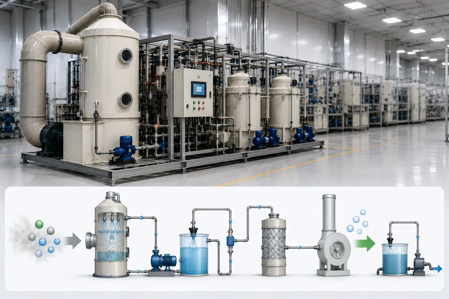 KOSEN SEMI Wet Scrubber System Technical Diagram and Specifications