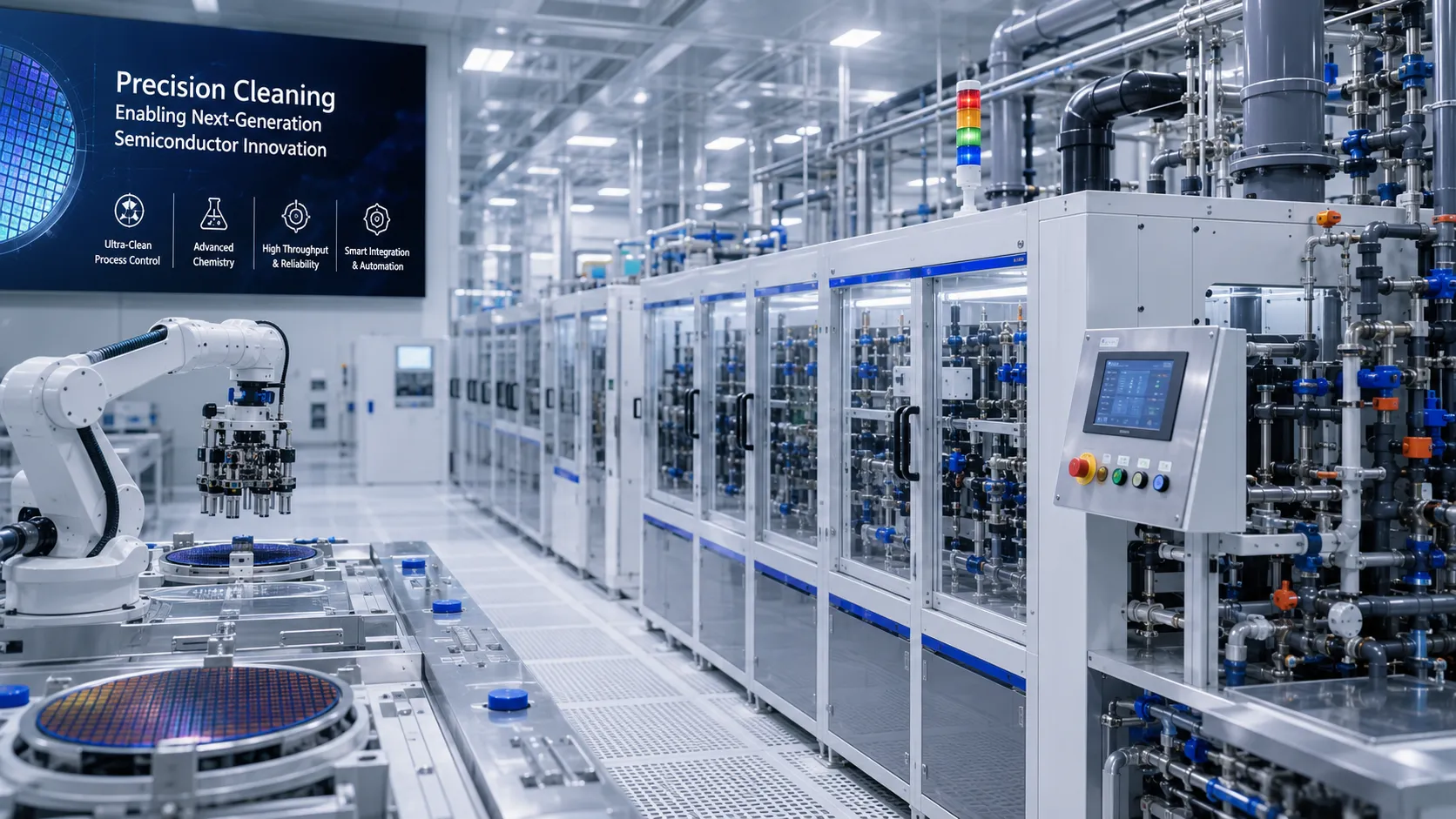 High-Precision Semiconductor Wet Process Chamber Render