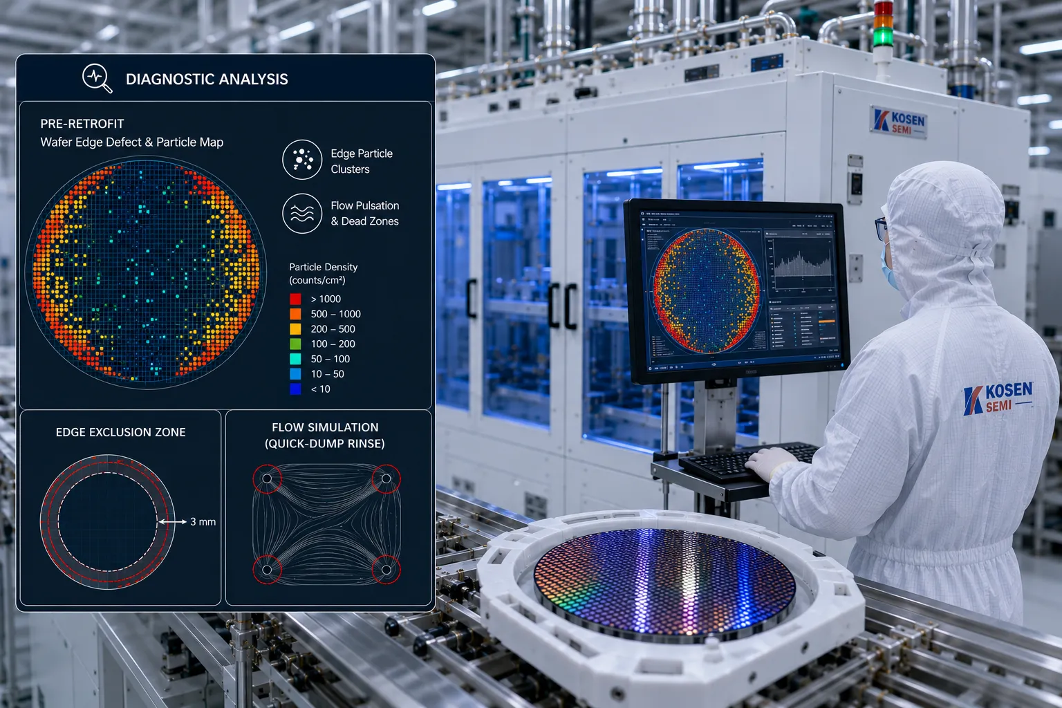 Semiconductor wet bench wafer contamination control diagnostic diagram