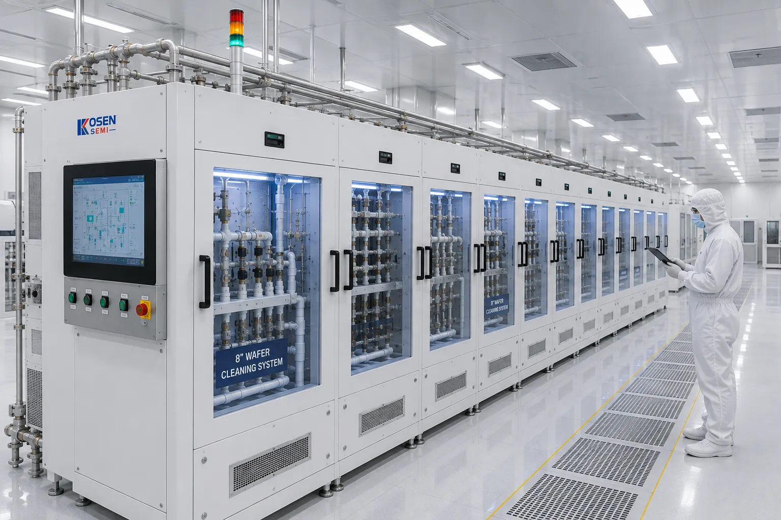 8-inch semiconductor fab cleanroom wet bench installation layout