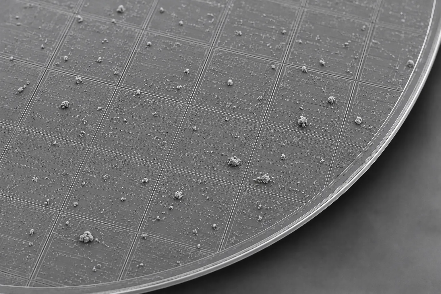 Pre-clean wafer surface showing severe particle contamination