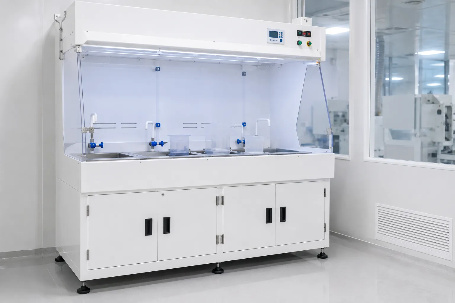 Manual wet bench for semiconductor R&D and small-batch wafer processing