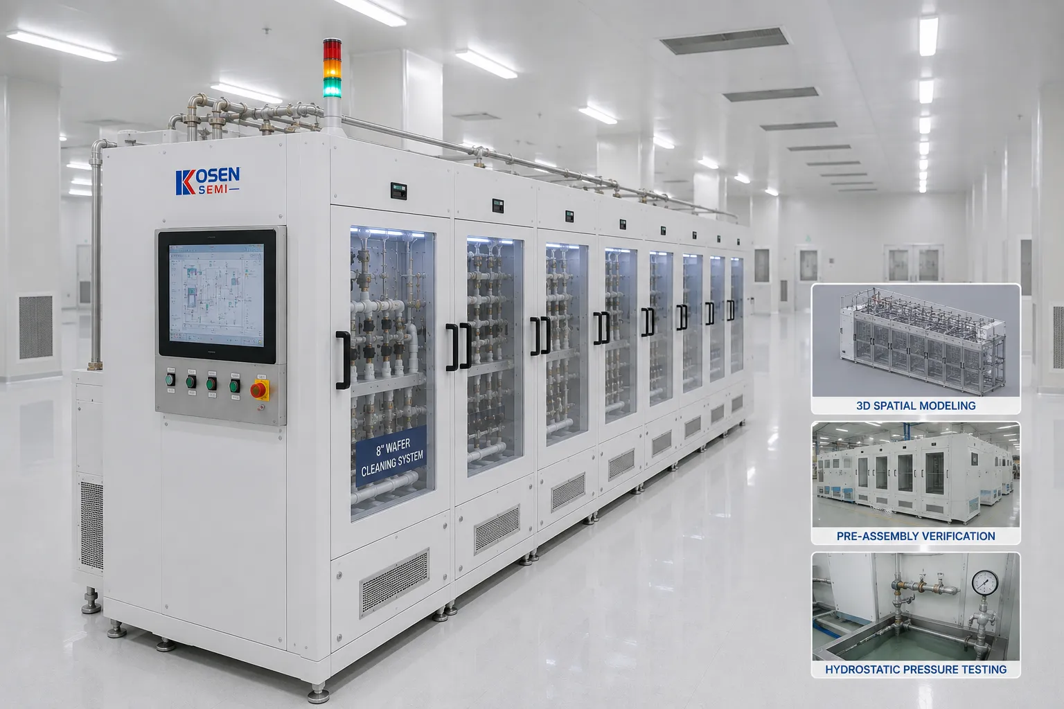 KOSEN SEMI custom semiconductor wet bench solution and chemical delivery system integration