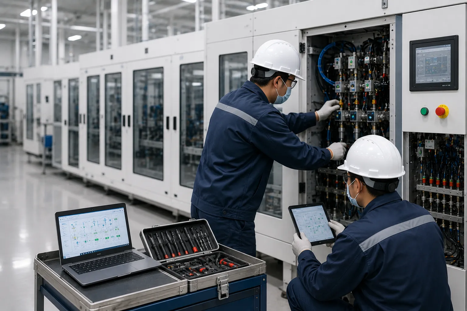KOSEN SEMI technical support engineer servicing wet bench equipment