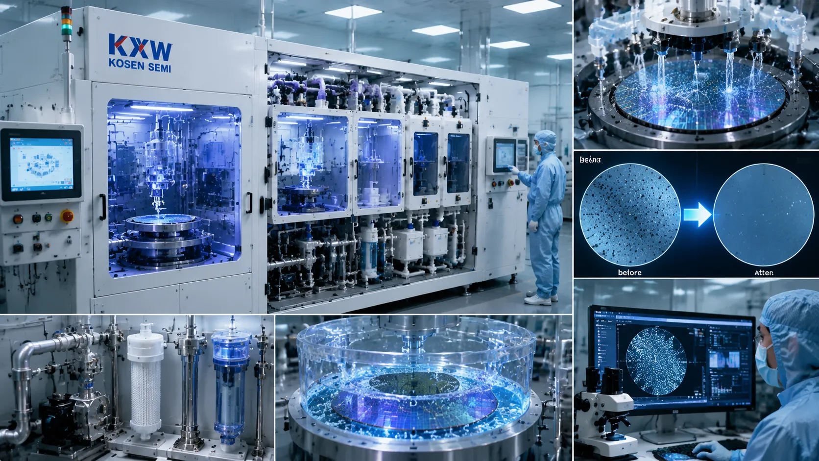 KOSEN SEMI Advanced Semiconductor Packaging Wet Cleaning Process Visualizer