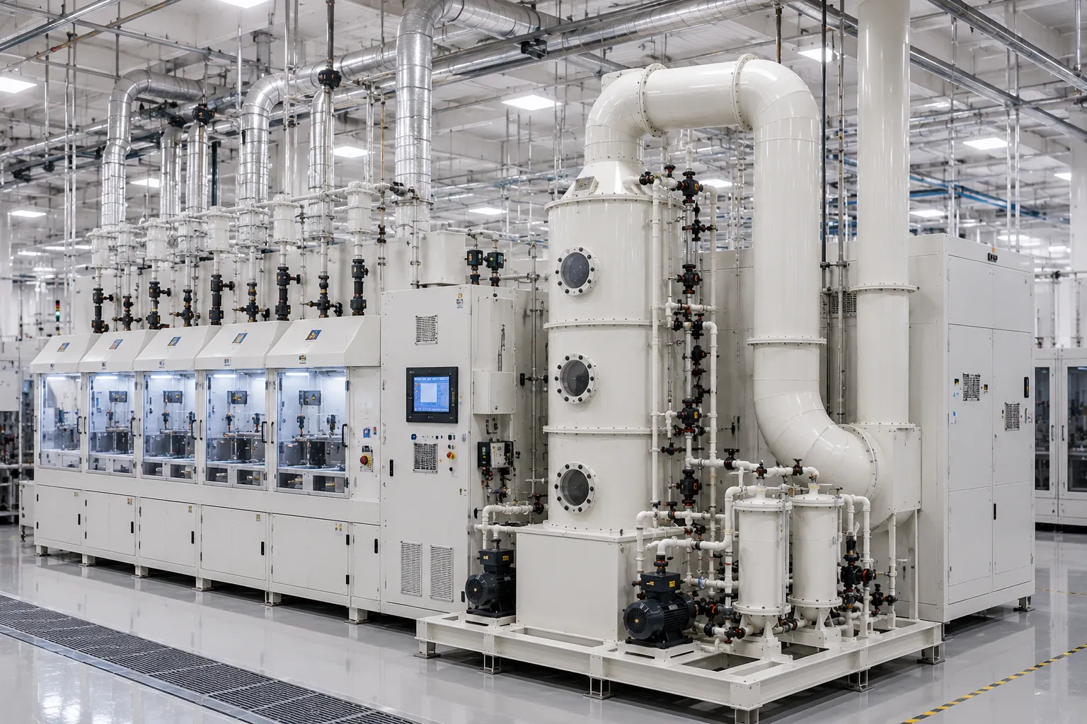 CMP acid wash centralized scrubber equipment for semiconductor facilities