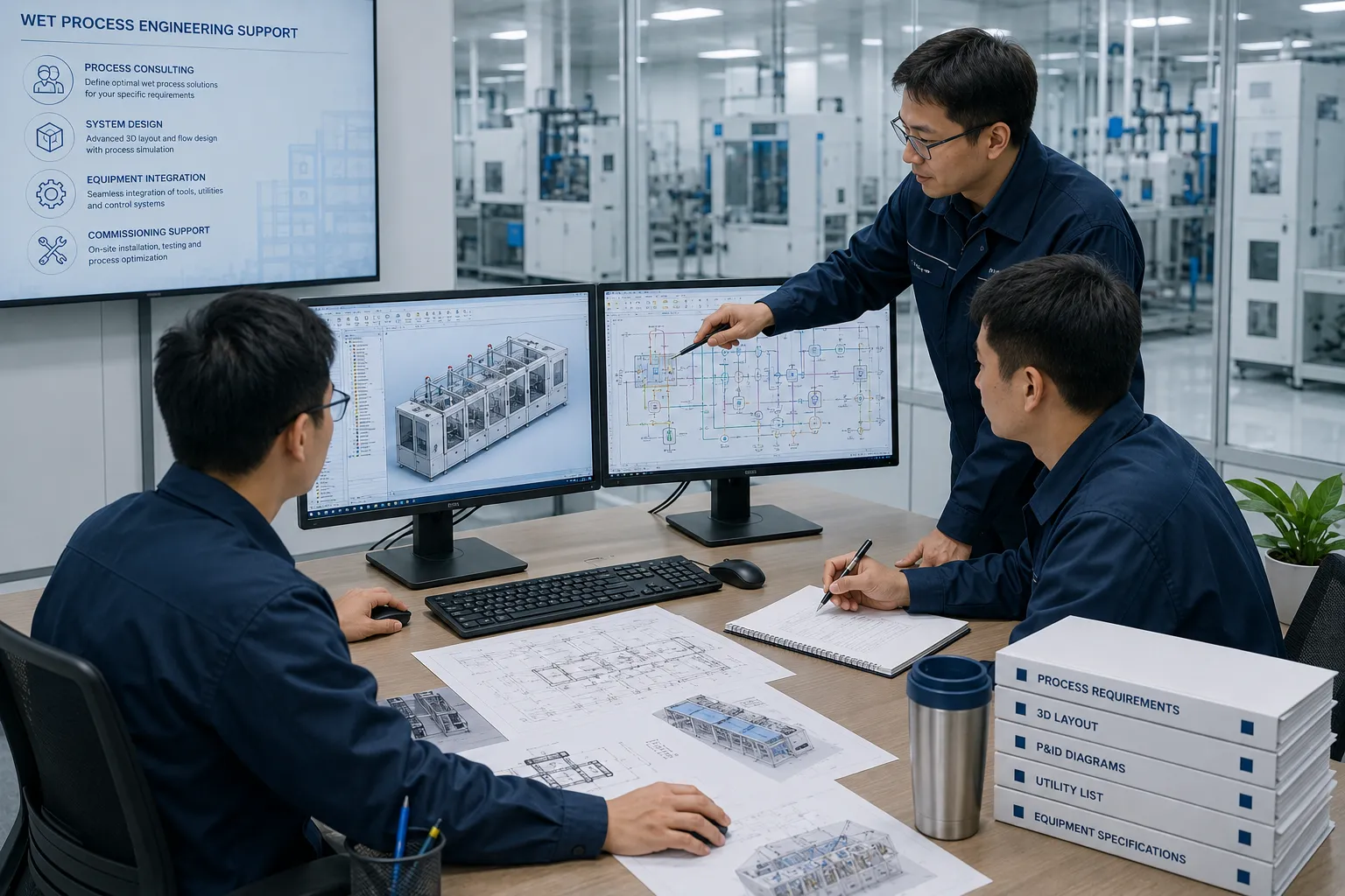 Semiconductor wet process equipment cleanroom setup