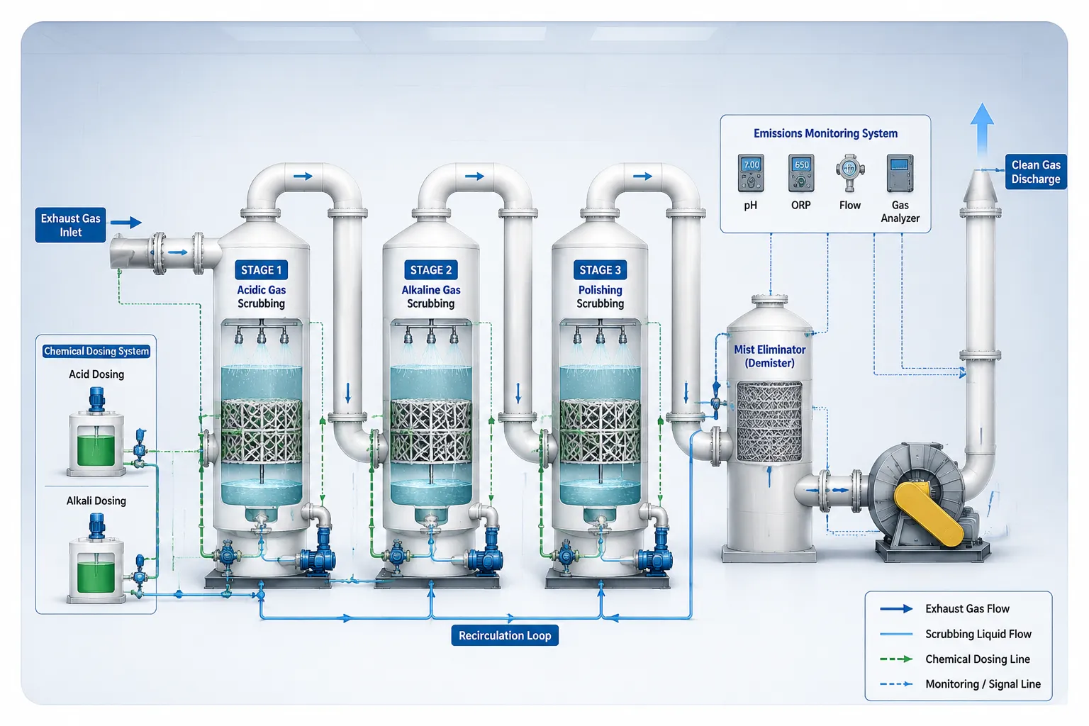 Semiconductor Scrubber System Exhaust Treatment Unit