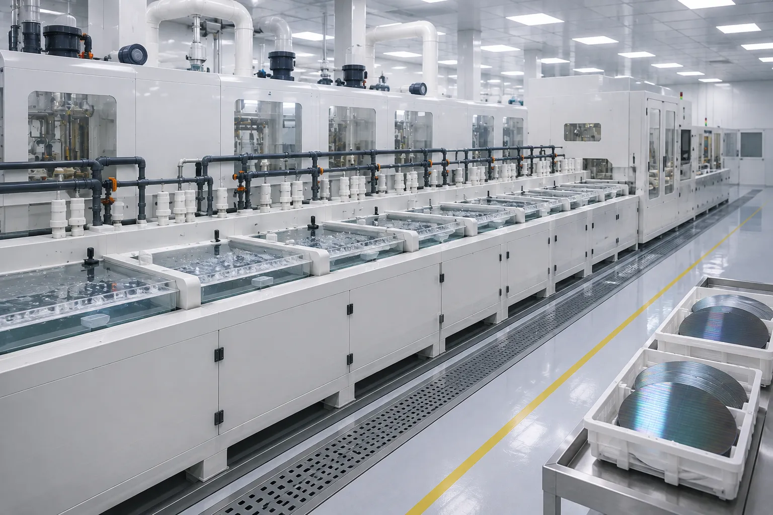 Semiconductor wet etching and chemical cleaning exhaust scrubber installation