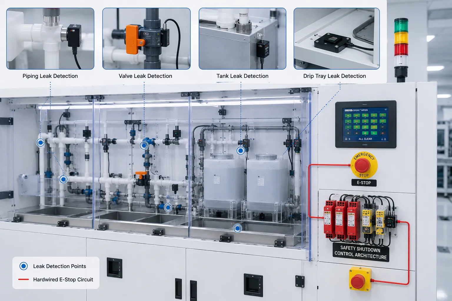 Wet bench safety standards and FM4910 compliance engineering verification diagram