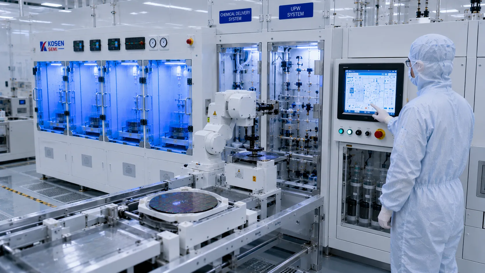 KOSEN SEMI automated wet bench system delivering semiconductor fab yield optimization and throughput enhancement