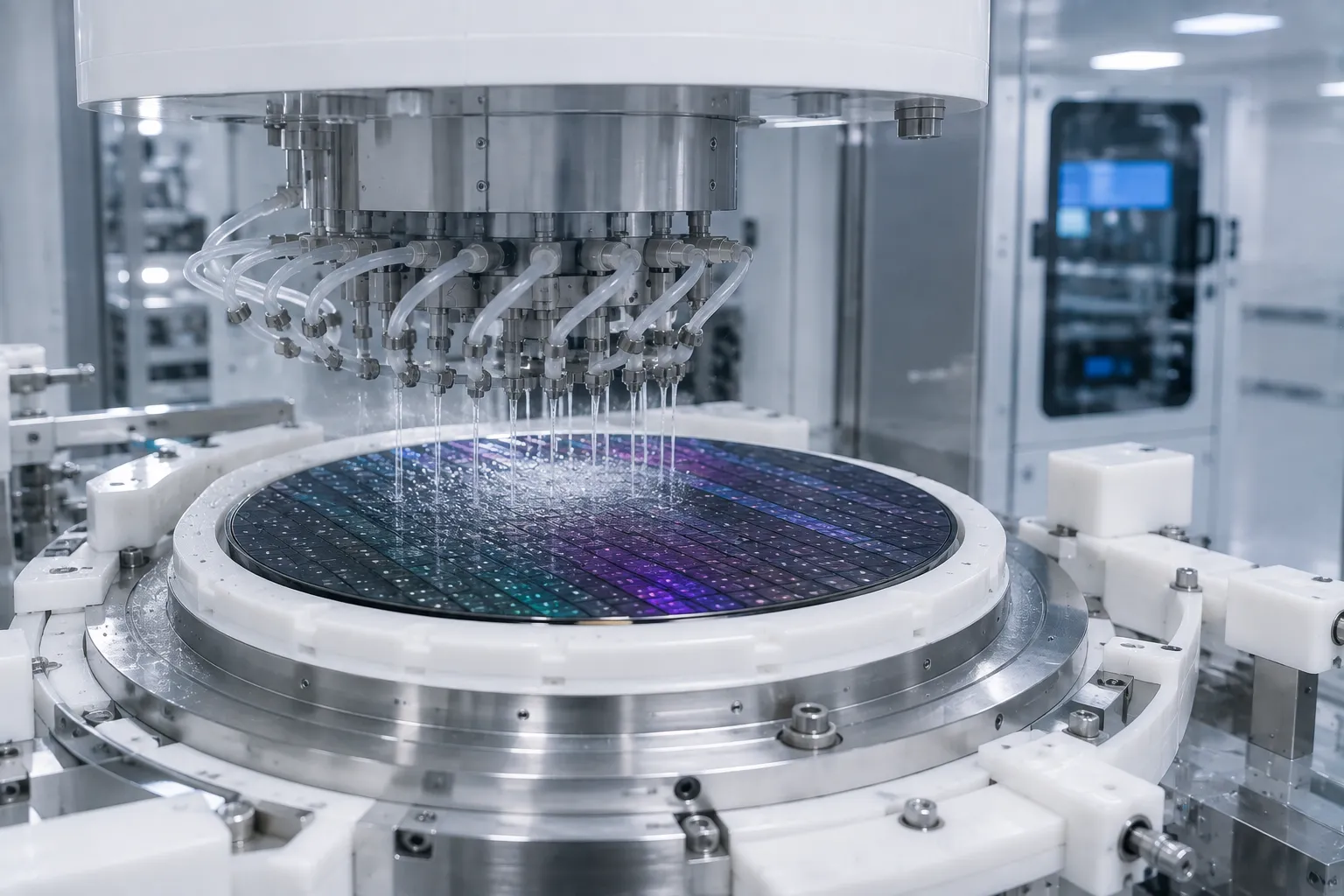 Lithography cleaning and surface preparation system for semiconductor wafer manufacturing