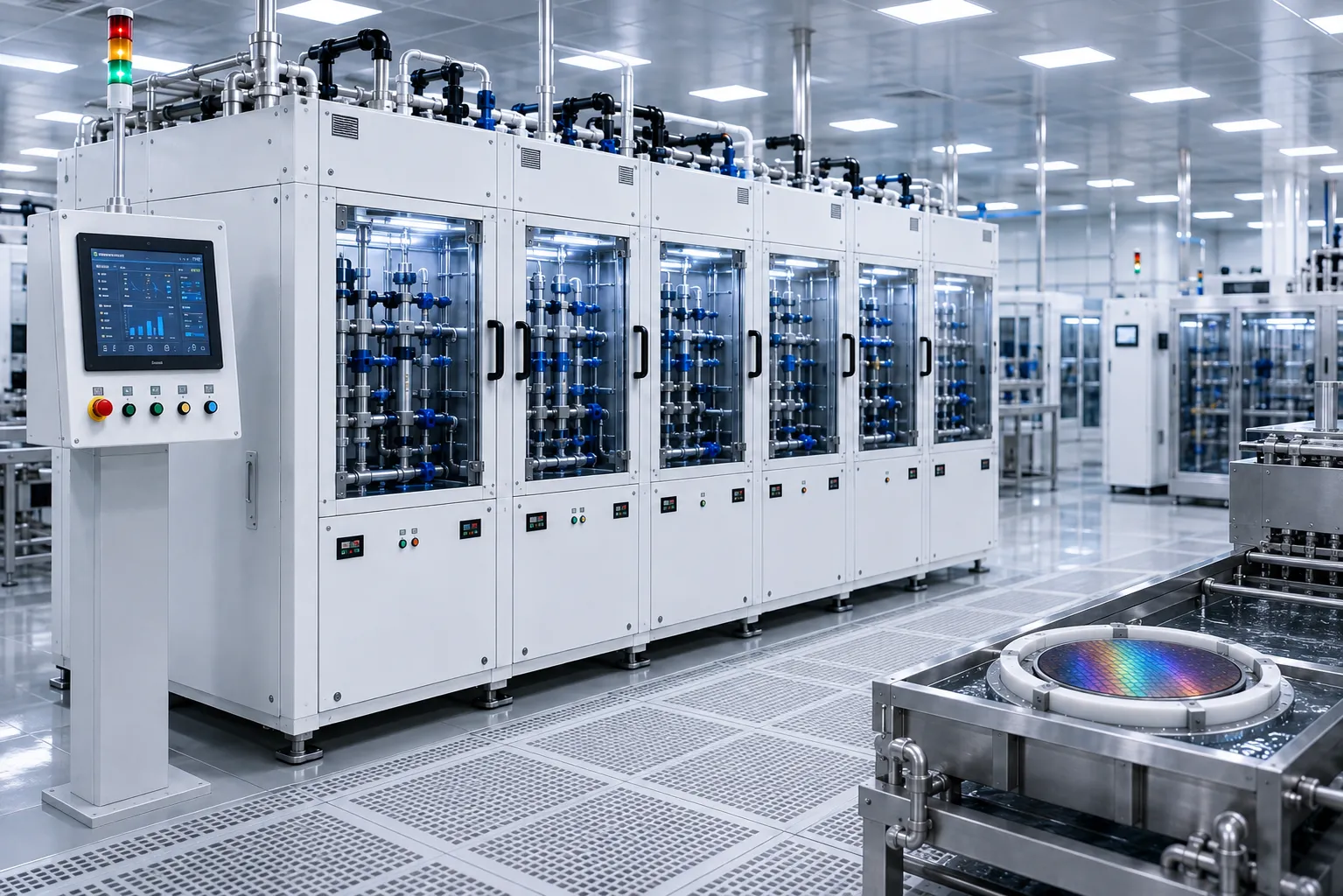 Semiconductor wet process equipment hardware telemetry display