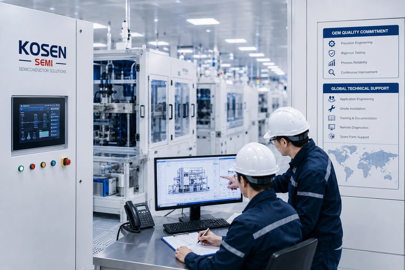 KOSEN SEMI advanced semiconductor cleanroom manufacturing facility and equipment testing laboratory