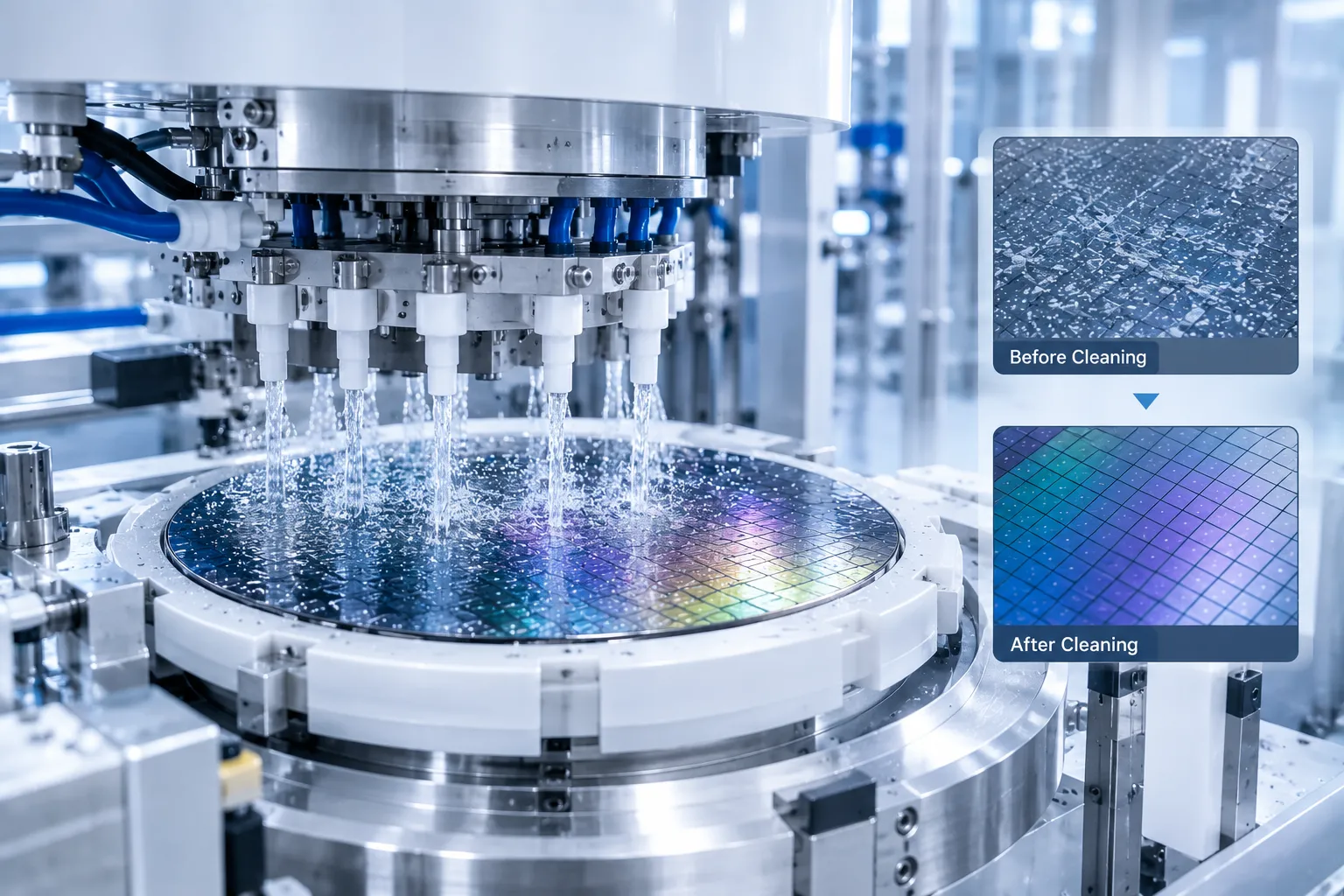 Post-CMP cleaning equipment removing slurry particles and metal ions from wafer surface