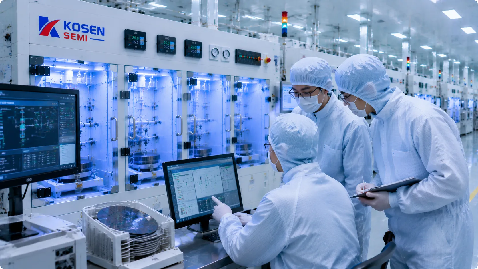 KOSEN SEMI semiconductor wet processing equipment in a cleanroom environment